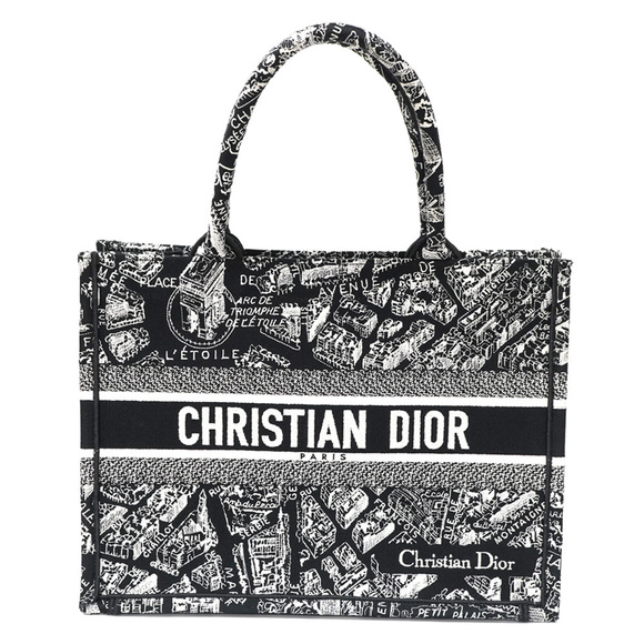 Christian Dior Medium Book Tote Bag Black White - Picture 1 of 15